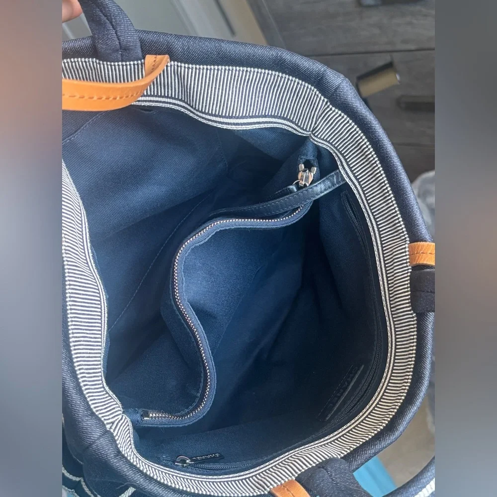 💙Chanel Blue Striped Large Denim Shopper Tote💙 - Picture 11 of 15